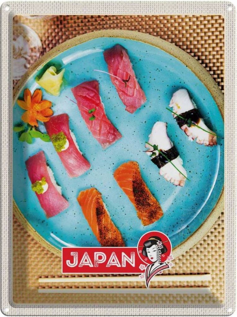 vianmo Blechschild 40x30 cm Japan Asien Fisch Sushi Gerichte Alge Essen Trinken