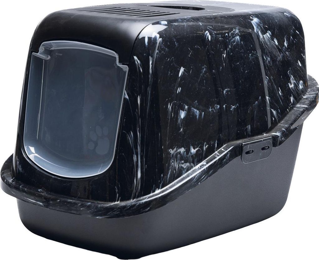 Nobby Katzentoilette "NESTOR MARBLE" schwarz/weiss - schwarz 56 x 39 x 38,5 cm