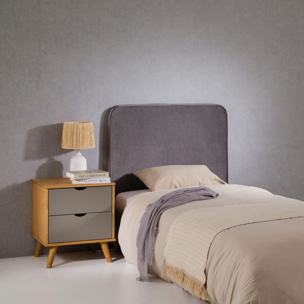 Kopfteil LUNAR 90cm grau - Headboard mit Wandbefestigung, Bettkopfteil für Boxspringbetten, weicher Samt, Bettkopfteil modern