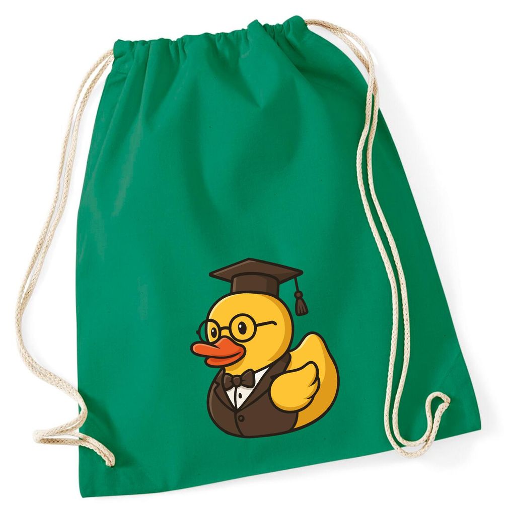 Huuraa Turnbeutel Quietscheente Professor Gummiente Lehrer 12 Liter Kelly Green Baumwolle Rucksack Geschenkidee