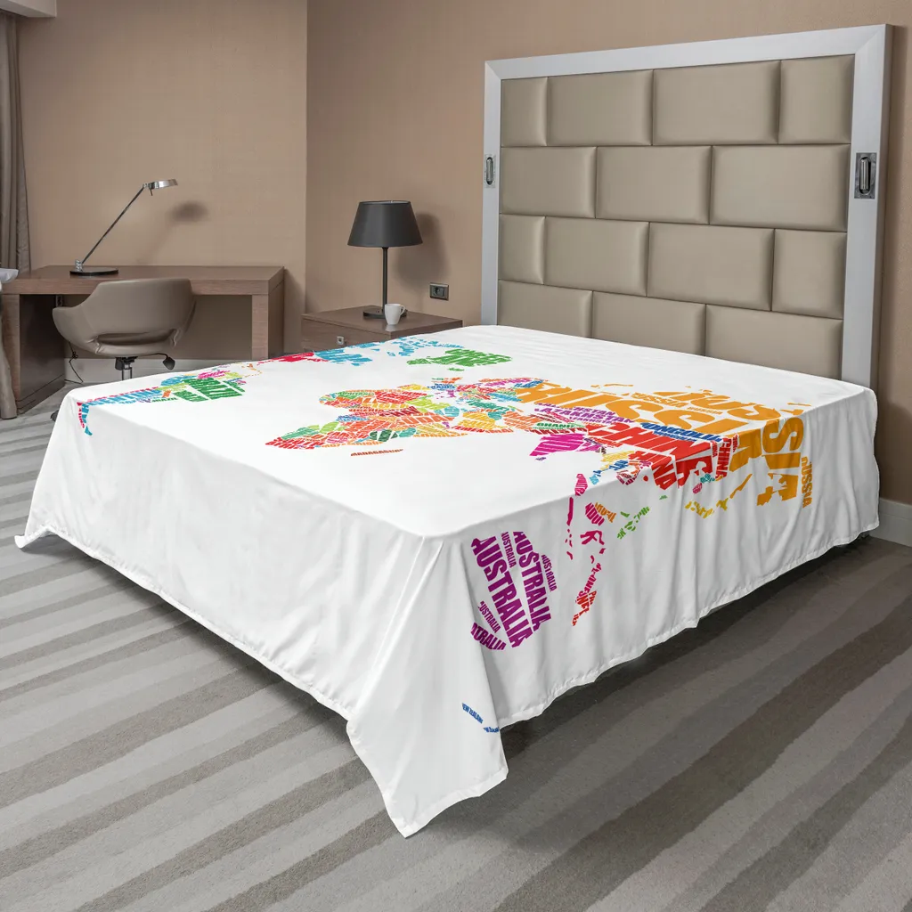 Drap plat carte du monde 1 pièce décoration éducative style graphique