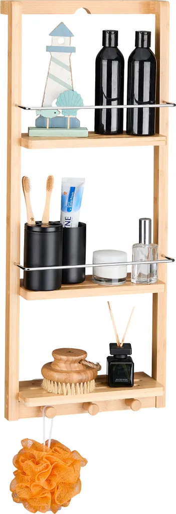 Étagère suspendue Bambou anti-humidité salle de bain 50x30 - Relaxdays