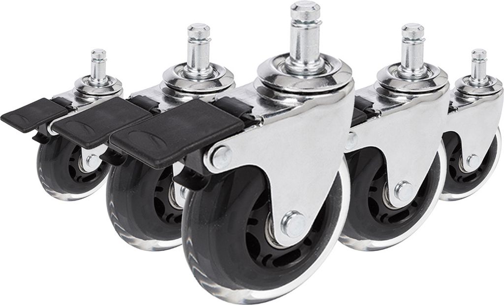 hjh OFFICE Stuhlrollen 5x ROLO SKATE CT 11mm/75mm Ersatz Rollen Bürostuhl für Parkett, Laminat, Fliesen oder Steinboden
