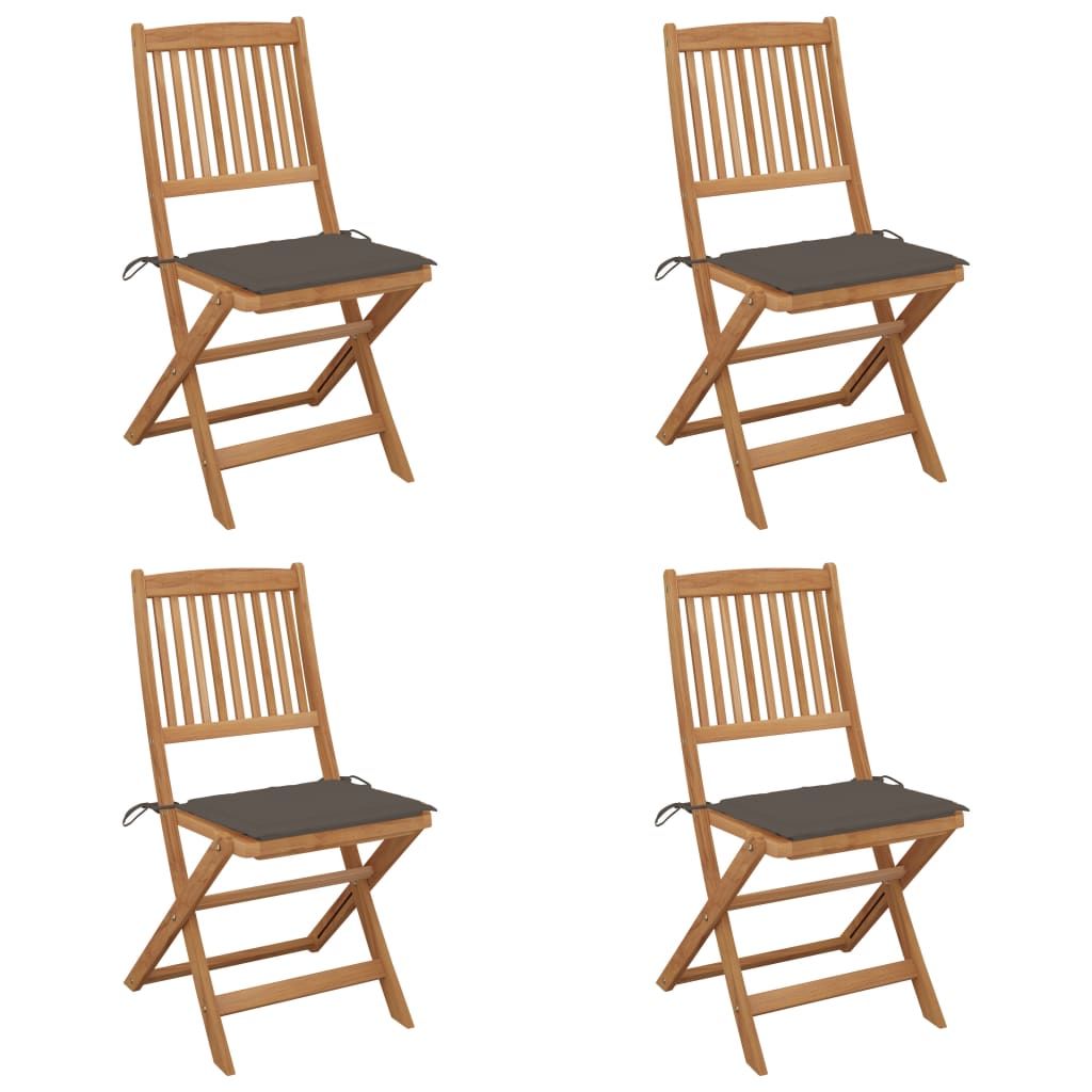 The Living Store Klappbare Gartenstühle 4 Stk. mit Kissen Massivholz Akazie