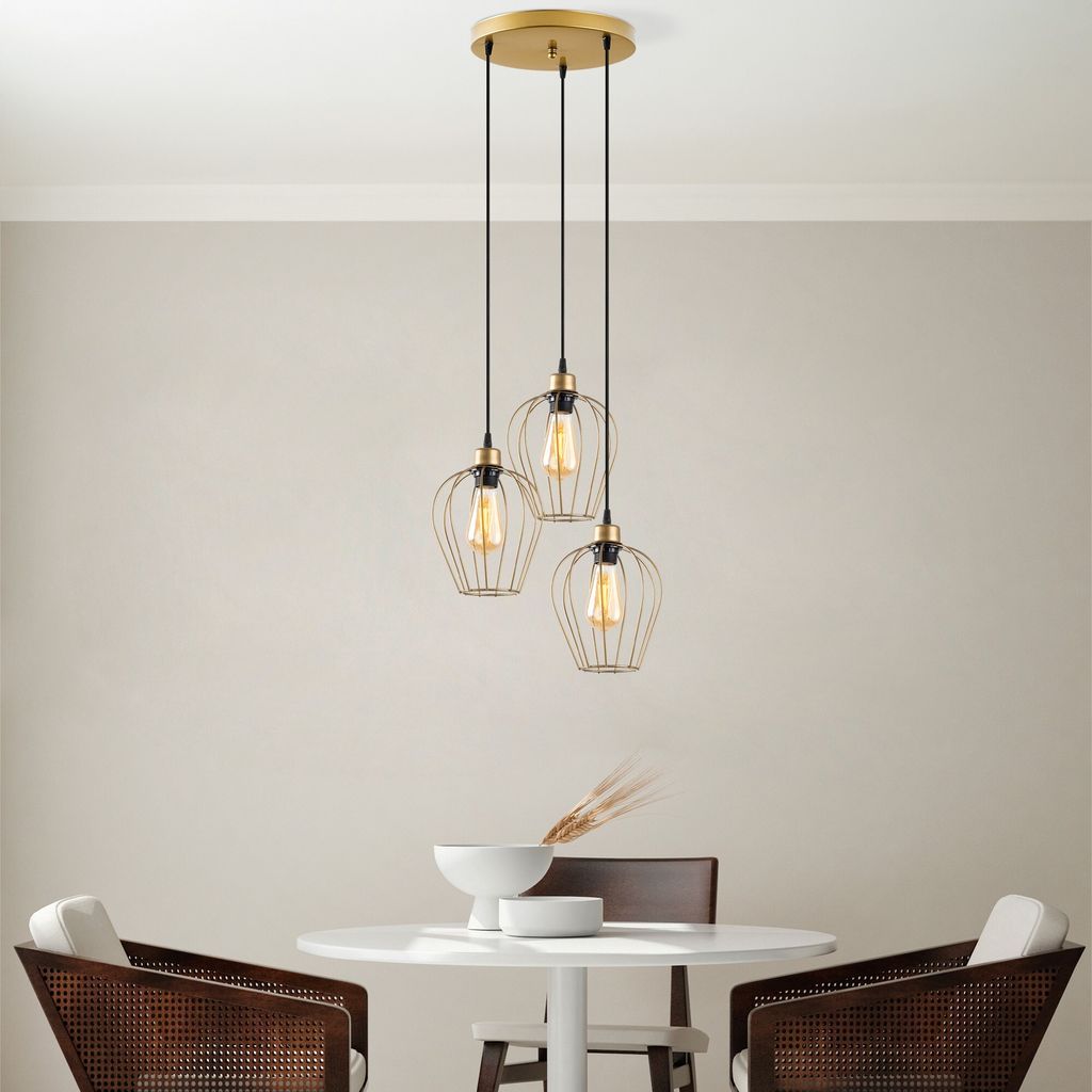Opviq, Armut-6707 - Gold, Kronleuchter, Gold, METALLKÖRPER, 41 x 41 x 115 cm