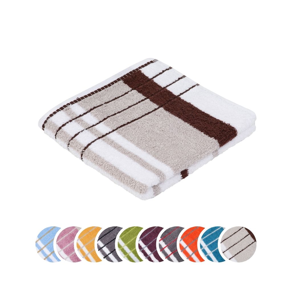liebling Handtuch, 100% Baumwolle, Serie Potsdam, 50 x 100 cm, 60 Grad waschbar, trocknergeeignet, Farbe: taupe & schoko