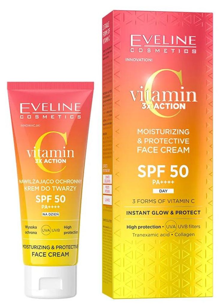 Eveline Cosmetics Vitamin C 3x Action – feuchtigkeitsspendende, beruhigende Gesichtscreme – 12er Karton