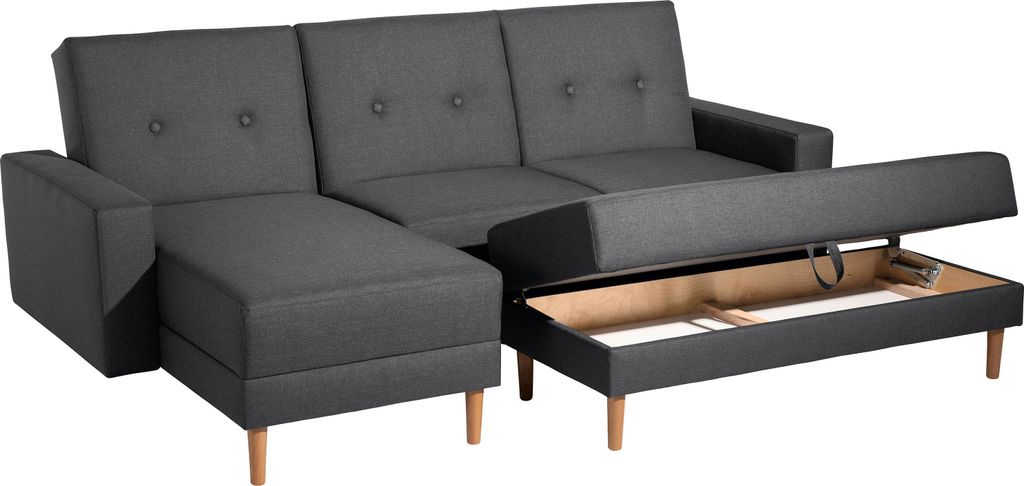 Max Winzer Funktionssofa mit Hocker Just Cool - Flachgewebe graphit - Maße: 230 x 144 x 92 cm