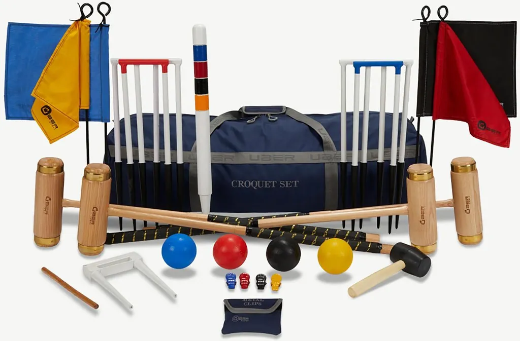 Jeu de Jardin Anglais Complet : Croquet de Luxe avec Portes en Acier 16mm