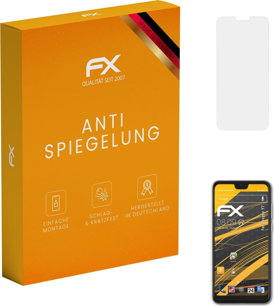 atFoliX FX-Antireflex 3x Schutzfolie kompatibel mit Doogee Y7 Displayfolie