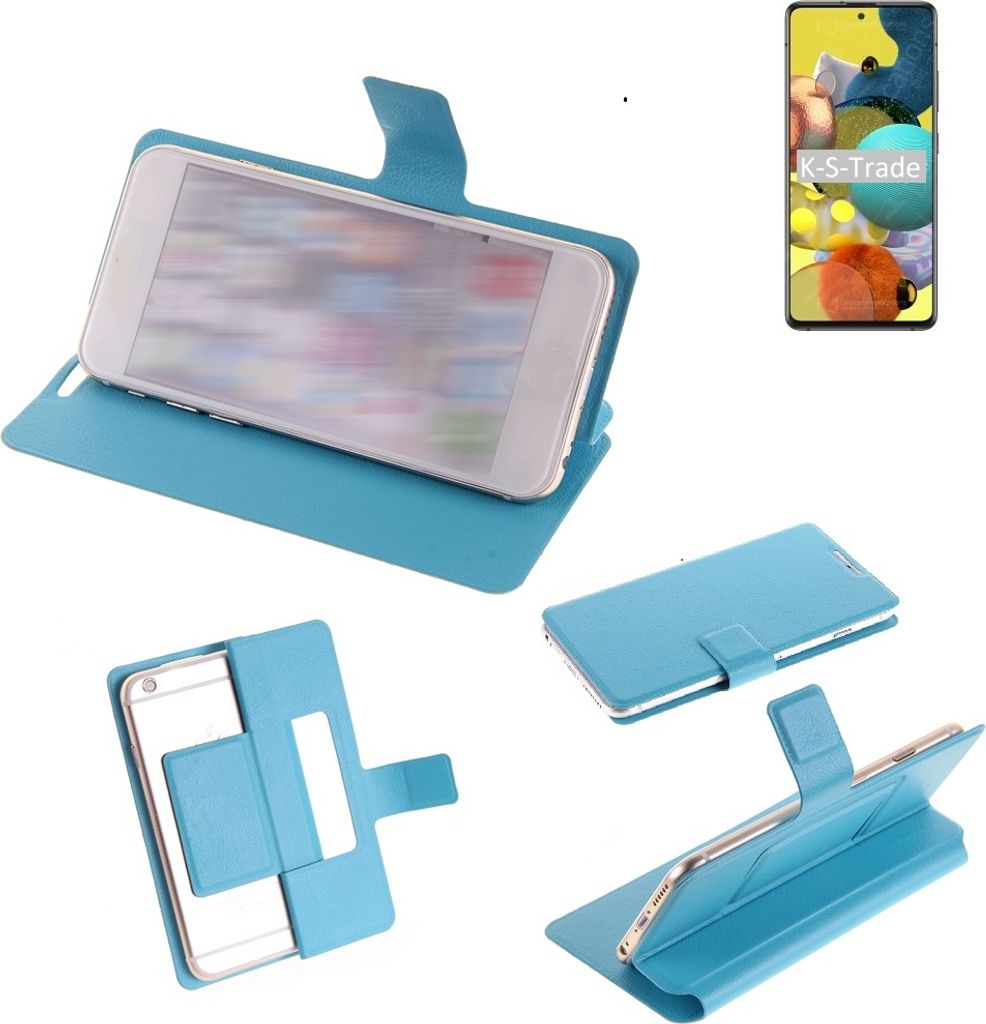 K-S-Trade Schutzhülle Handyhülle kompatibel mit Samsung Galaxy A51 5G Flip cover Handy case Smartphone Klapphülle blau