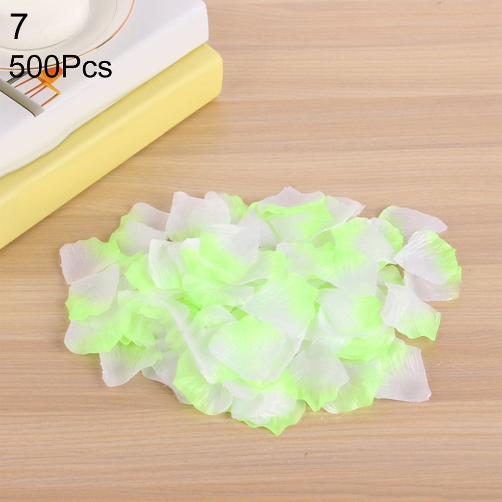 500pcs Hochzeitsfeier Dekoration Blumen Konfetti Künstliche Rosenblütenblätter Blütenblätter-Weiß Grün