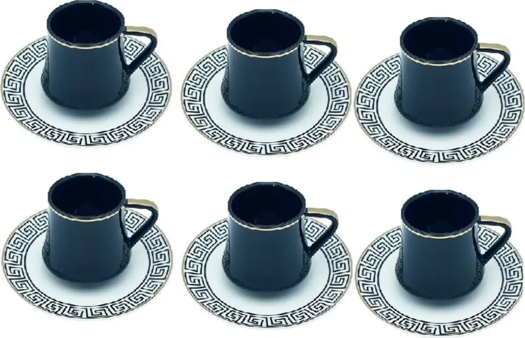 Set 12 Pezzi Tazzine Caffè in Porcellana Nera 90ml | Servizio Demitasse