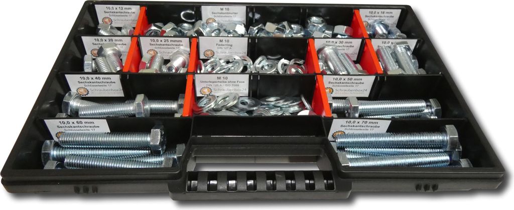 400 tlg Sechskantschrauben Sortiment mit Muttern Unterlegscheiben Federringen M8 // 12mm-70mm Schrauben Set