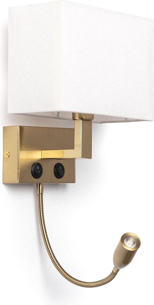 Metall-Wandleuchte mit LED-Leselampe Waldorf Messing Produktbild 