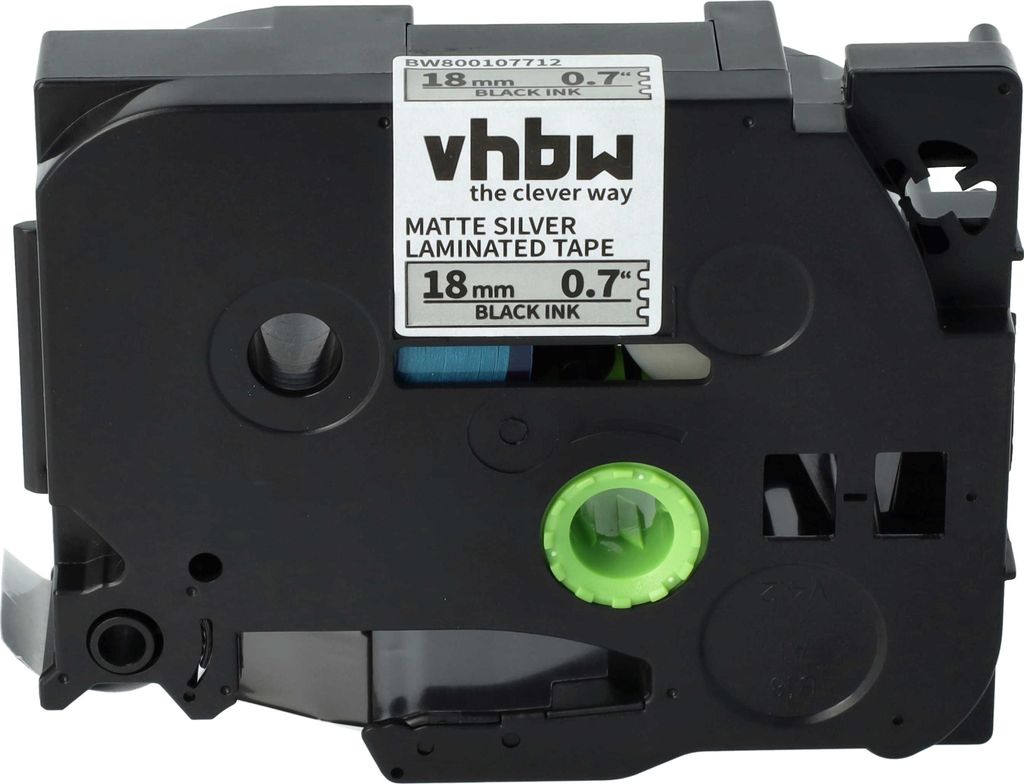 vhbw Schriftband-Kassette Ersatz für Brother TZE-M94, TZ-M941 für Etiketten-Drucker 8m x 18mm Schwarz auf Matt-Silber