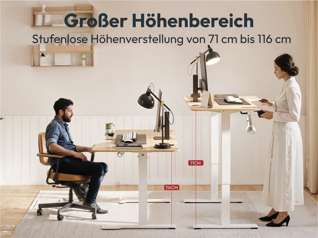 SANODESK QS1 140 x 60 cm Výškově nastavitelný stolní Obrázek produktu 3