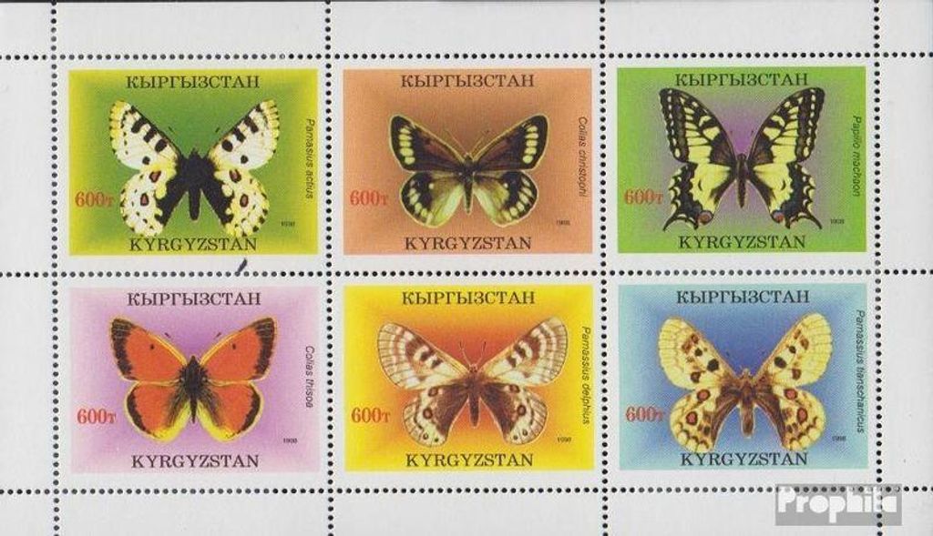 Briefmarken Kirgisistan 1998 Mi 133-138 Kleinbogen Produktbild 
