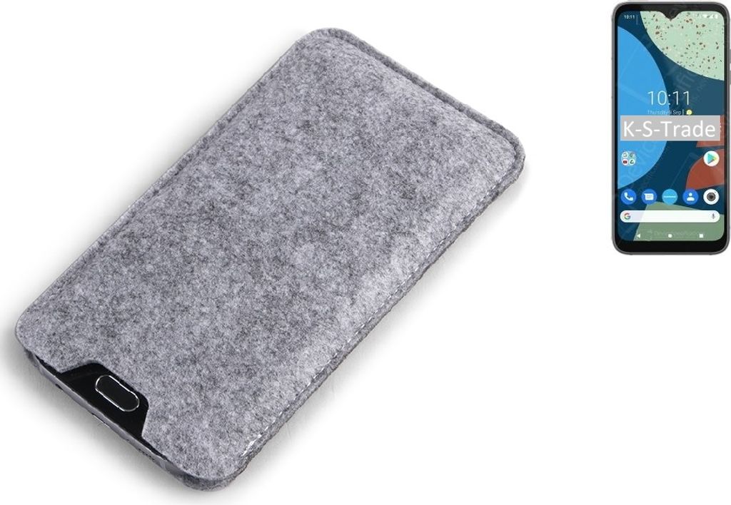 K-S-Trade Filz Handyhülle kompatibel mit Fairphone 4 Schutzhülle Filztasche Filz Tasche Case Sleeve Handy Hülle Filzhülle grau