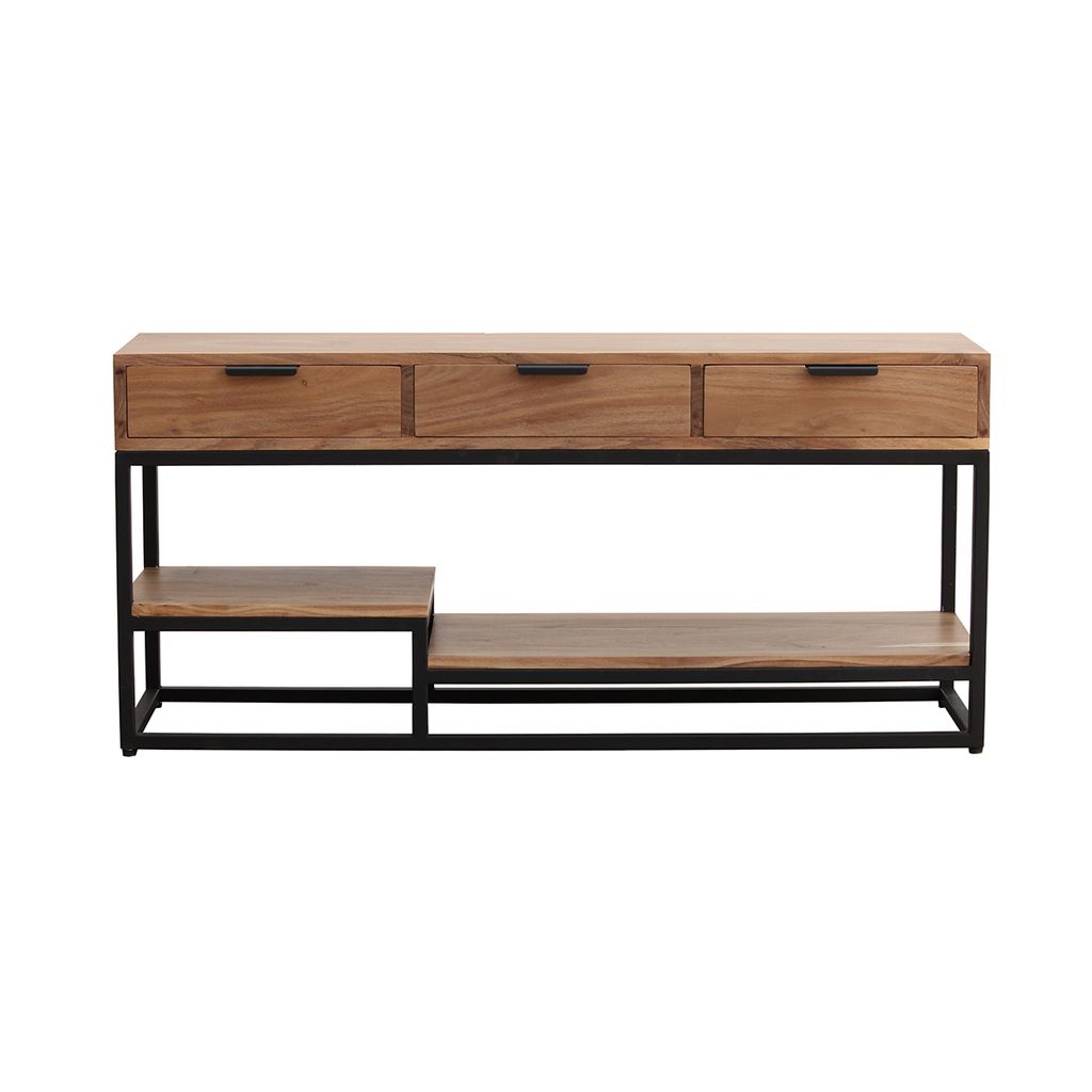 Miliboo - TV-Möbel aus massivem Akazienholz und Metall B 115 cm WARREN