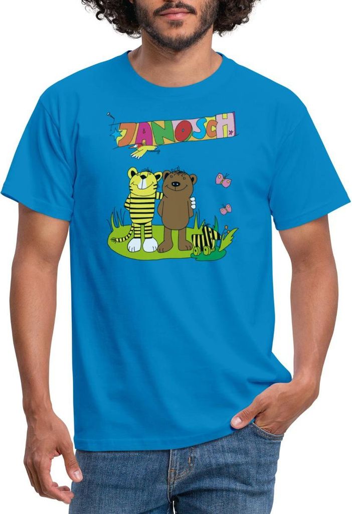 Spreadshirt Janosch Tiger und Bär Freundschaft Männer T-Shirt, M, Royalblau