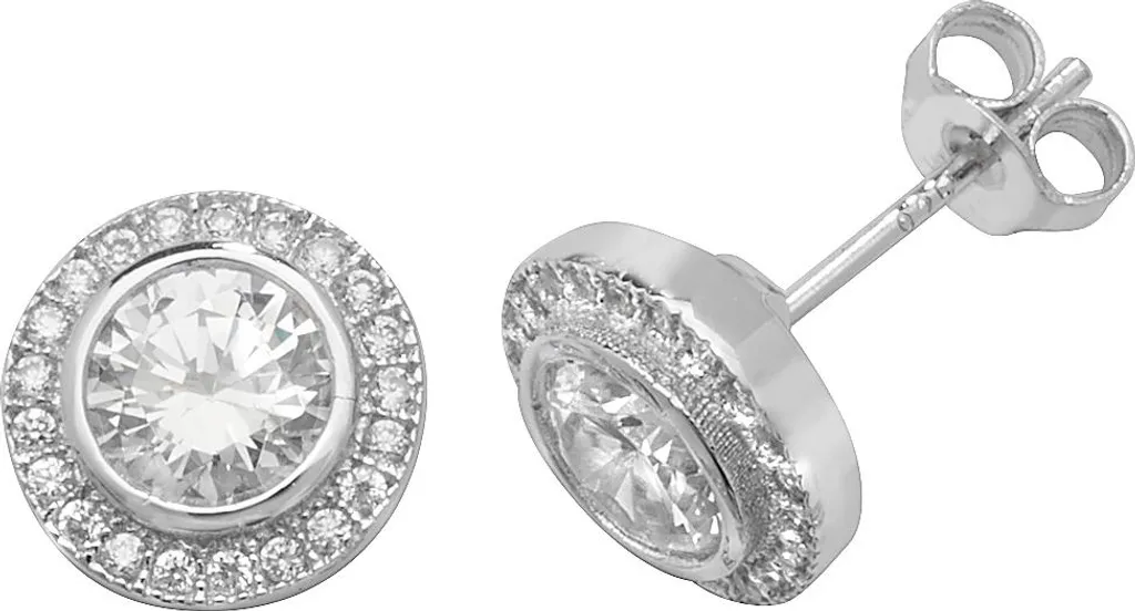 Boucles d'Oreilles Argent 925 Oxyde de Zirconium 10mm Éclat Diamant Femme