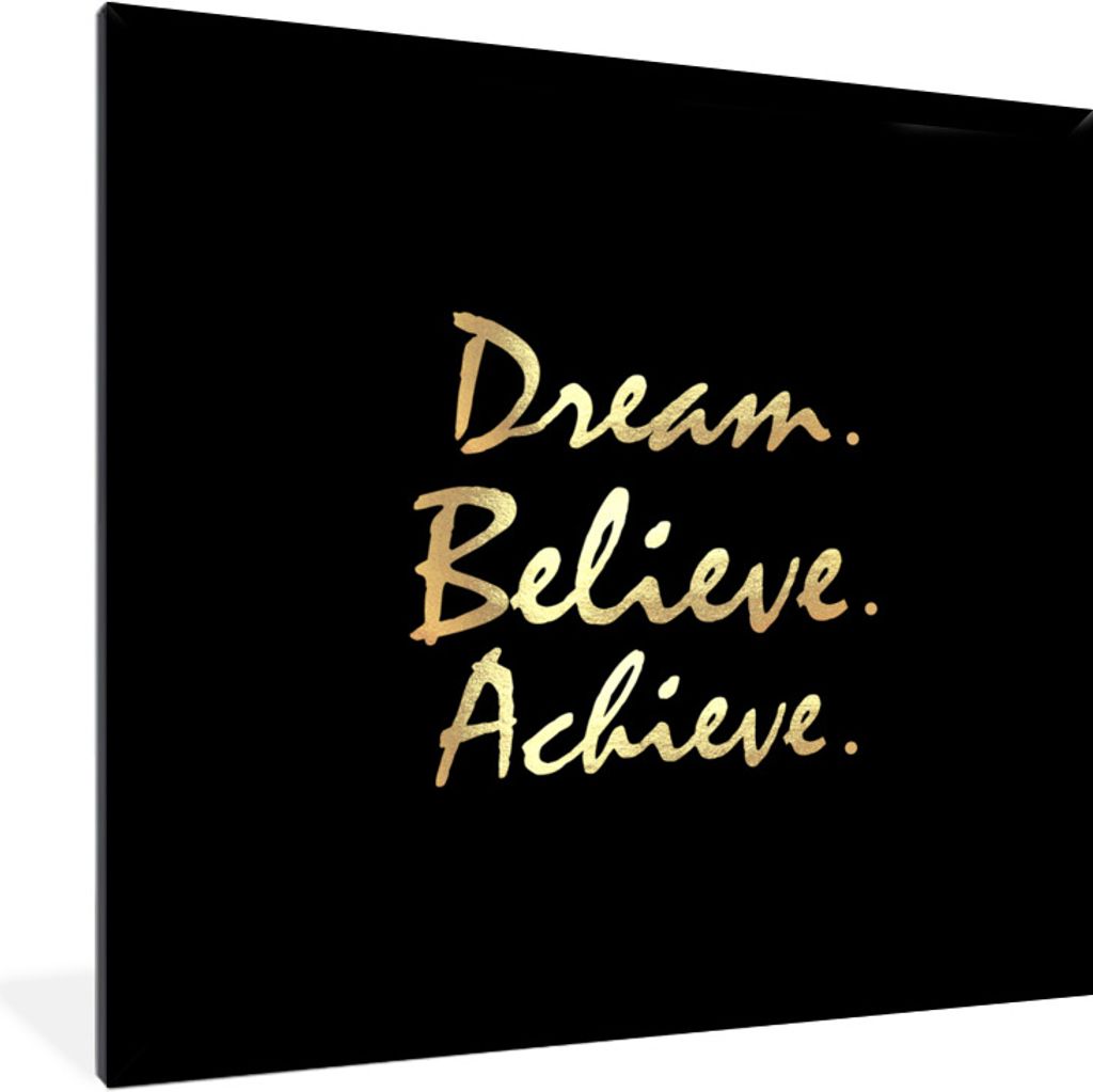 MuchoWow Gerahmtes Poster Zitat - Traum - Schwarz - Gold 40x40 cm - Poster mit Schwarzem Bilderrahmen Wandposter Rahmen Foto Bilder - Mit Rahmen ...