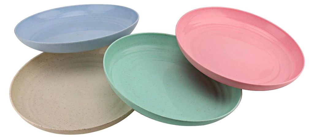 8er Set 25 cm bunte Plastikteller, Mehrweg Kunststoffteller für Salat, Kuchen, Snacks und Dinner