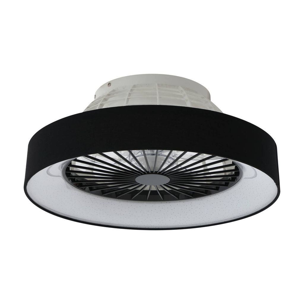 Lindby LED-Deckenventilator Mace, schwarz, leise, Ø 47 cm