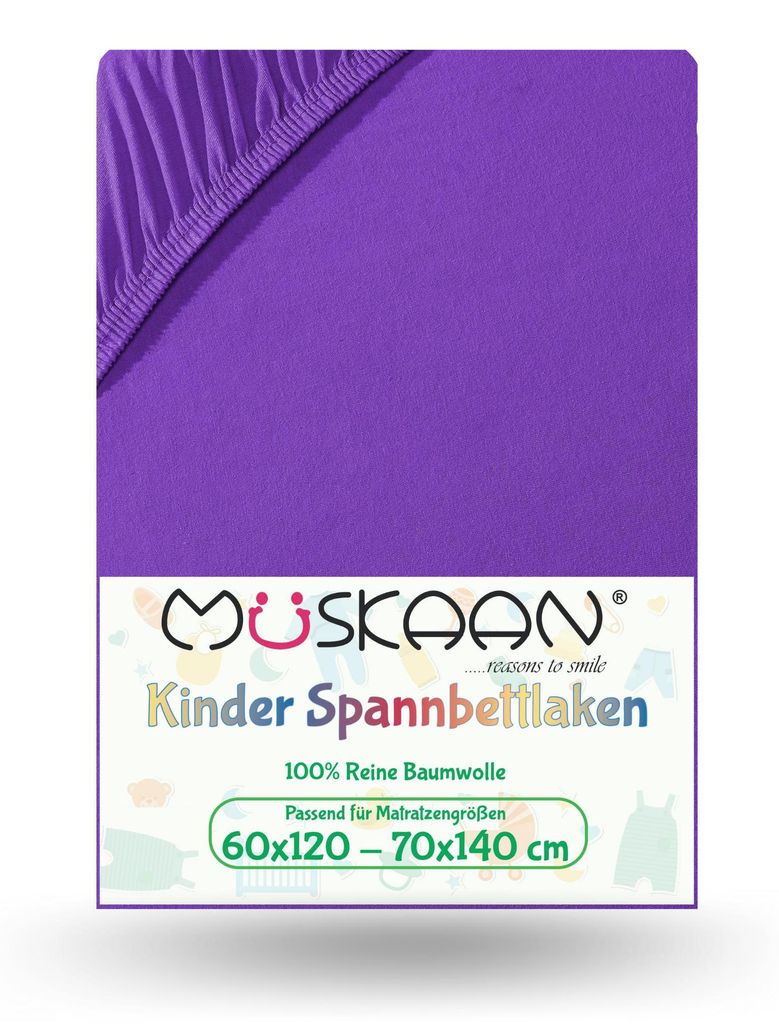 Jersey Kinder Spannbettlaken 60x120 cm - 70x140 cm Violett  Produktbild 