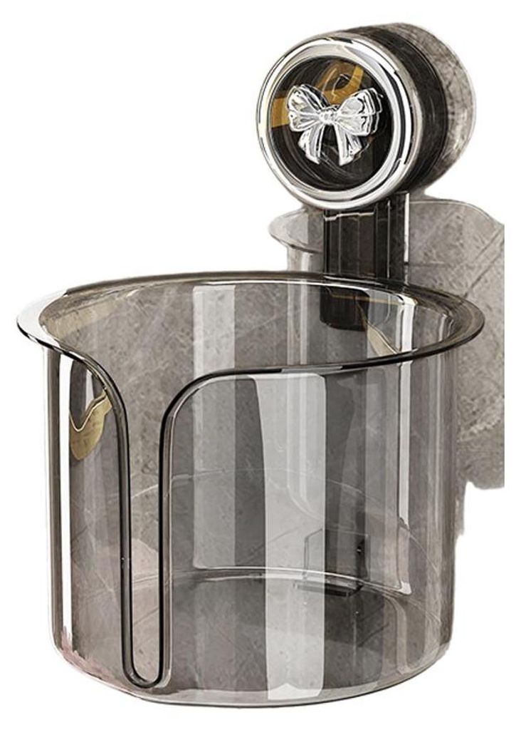 INF Runder Saugnapf WC-Papierhalter PET Vakuum ohne Bohren mit U-Öffnung Grau