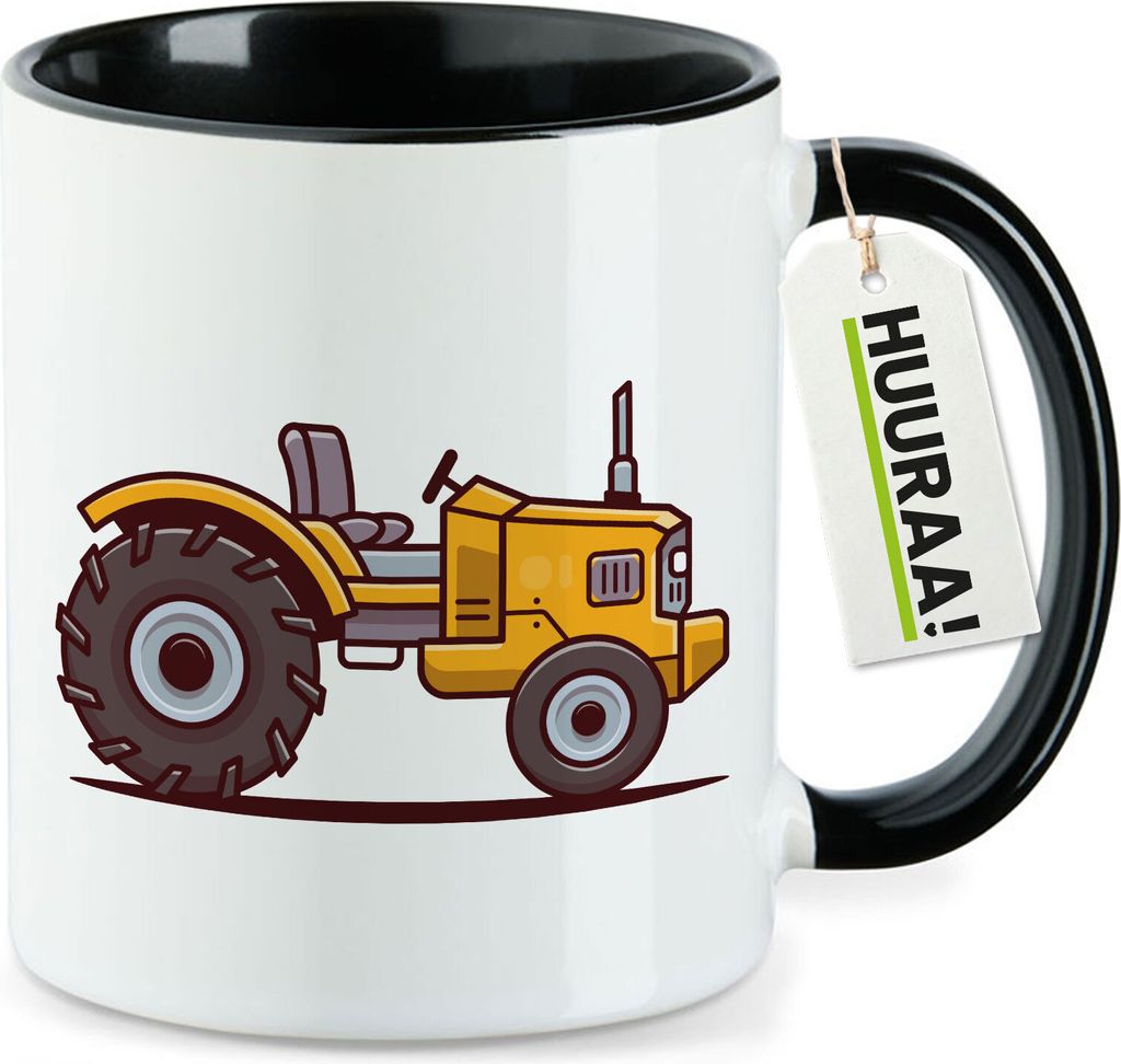 Huuraa Kaffeetasse Traktor Trecker 330ml Schwarz Keramik Kaffeebecher Geschenkidee