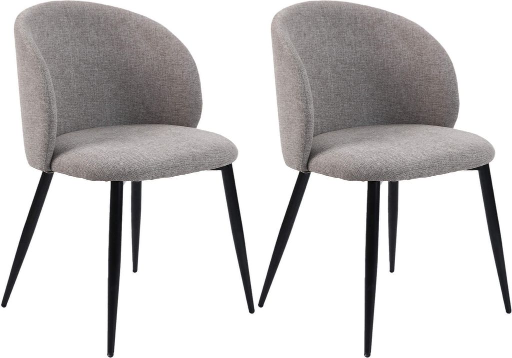 Stühle Mobili Rebecca Cordia 81x54x56 Polylinen Stoff Metall Taupe Grau Schwarz Modern SET 2 Stück Teilweise Montiert