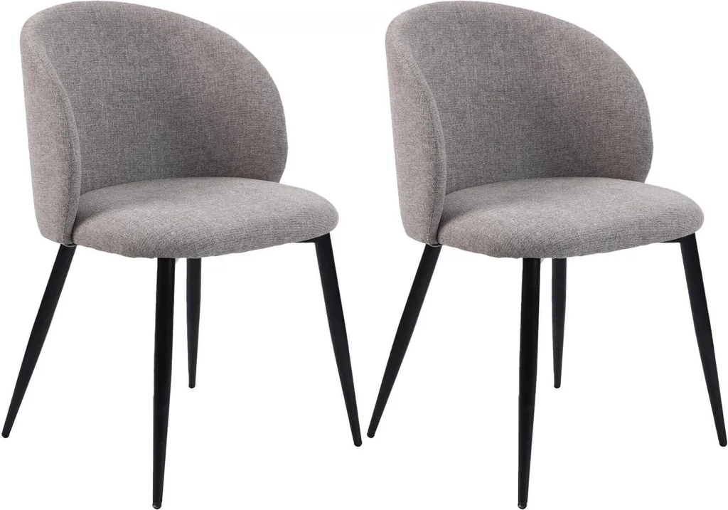 Chaises scandinaves Cordia tissu effet lin et pieds métal noir - Set de 2