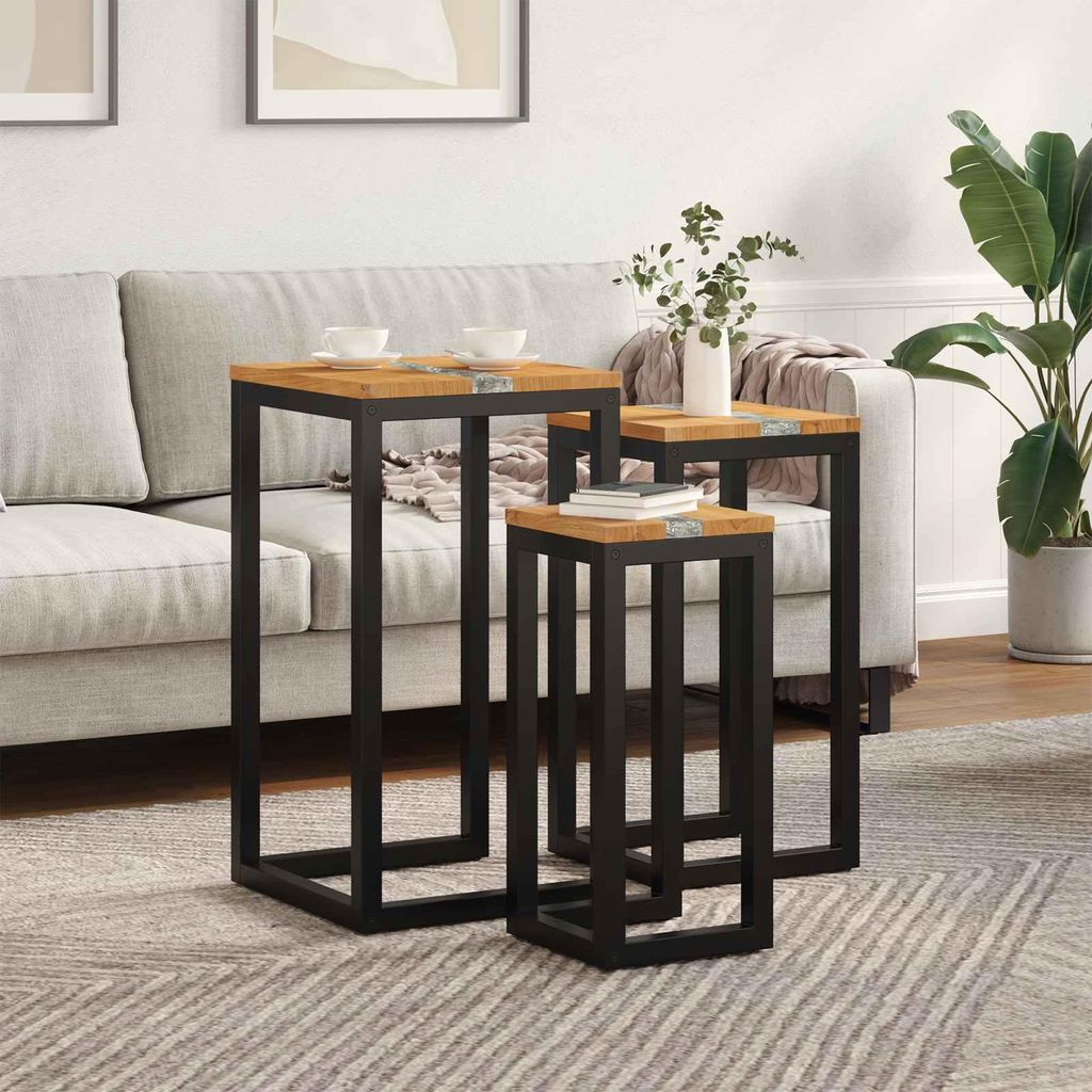 Nestingtisch 3 Stk. Braun Massives Teakholz - Couchtische DE765