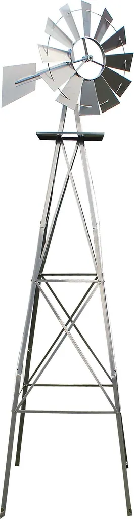 Moulin à vent décoratif style Texas argenté 2,45m pour décoration jardin