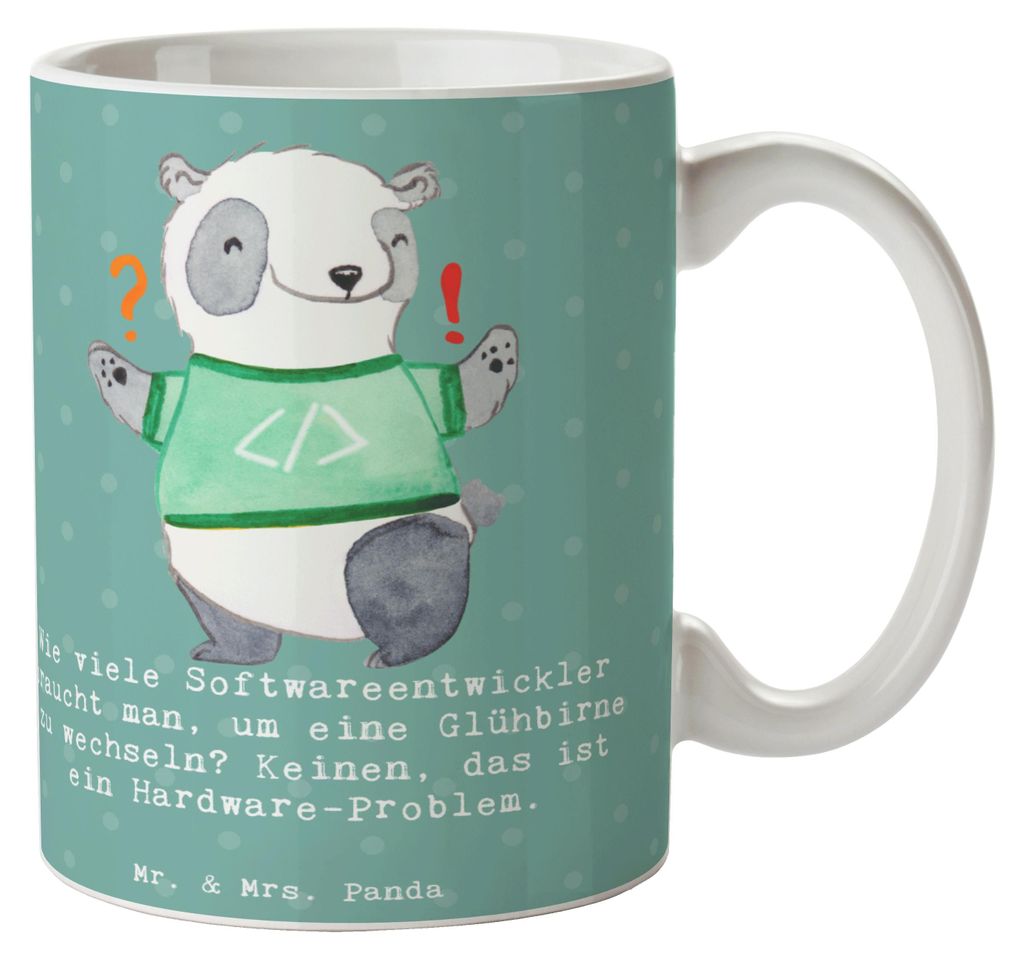 Mr. & Mrs. Panda Tasse Softwareentwickler Glühbirne - Meeresbrise - Geschenk, Problem, Kaffeebecher, Berufsgestaltung, Trinkbecher, Berufsliebe, B...