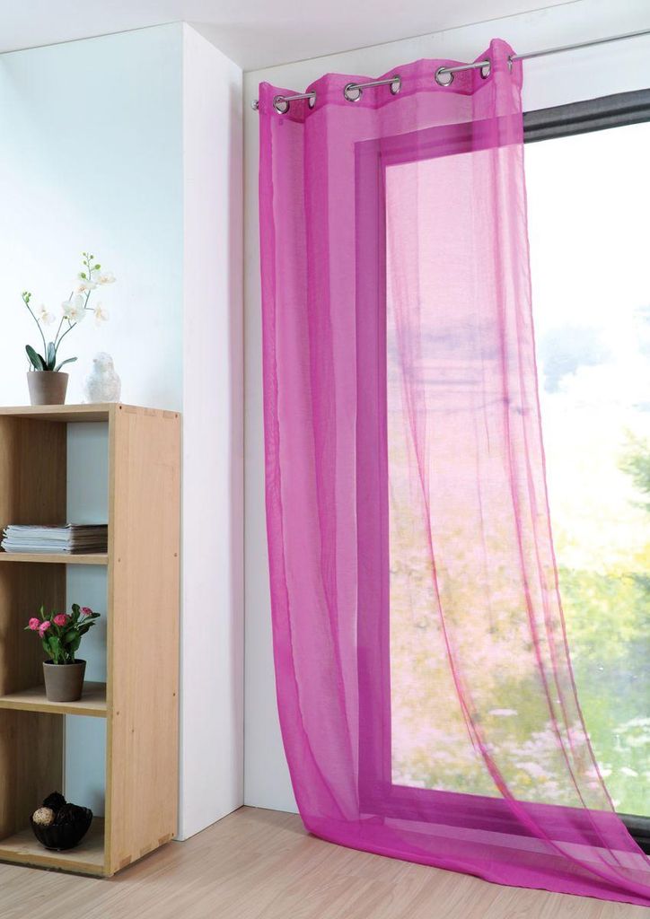 Fertiggardine Ösengardine einfarbig Voile Struktur beere 135x260cm