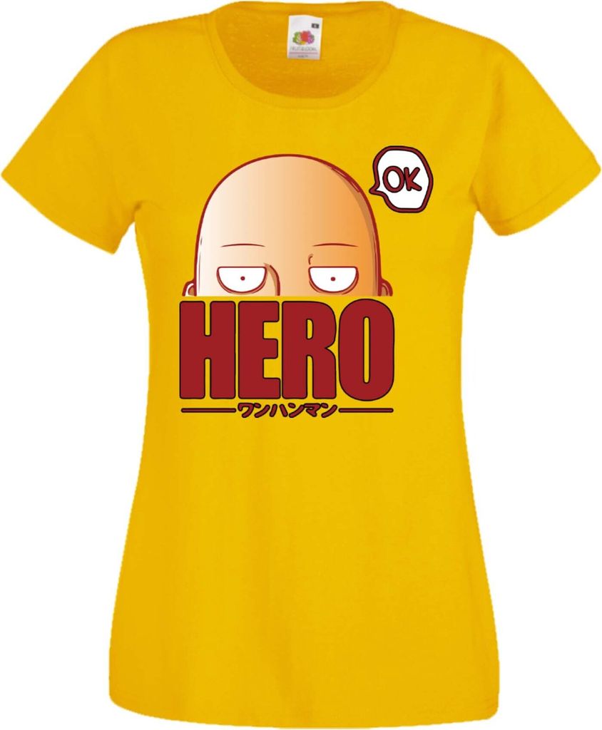 Damen T-Shirt Anime Manga One manga Punch Anime Man 01, Lady XS / Gelb