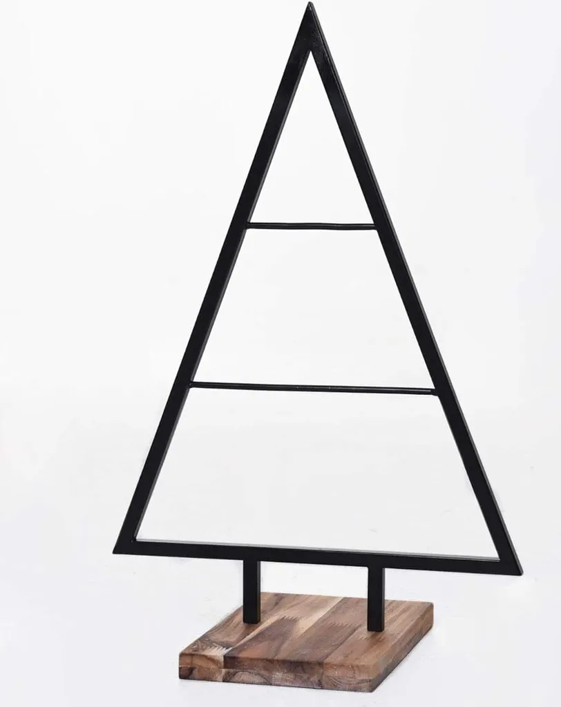 Sapin de Noël VIVANNO NOEL en tôle d'acier noir mat, design 40x20x58 cm