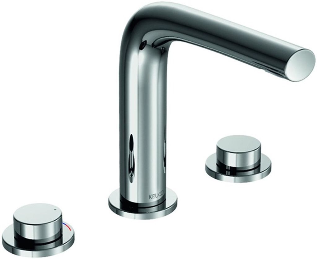 Keuco Dreiloch-Waschtischarmatur 150 EDITION 400 ohne Zugstangen-Ablaufgarnitur Nickel gebürstet 51515050100