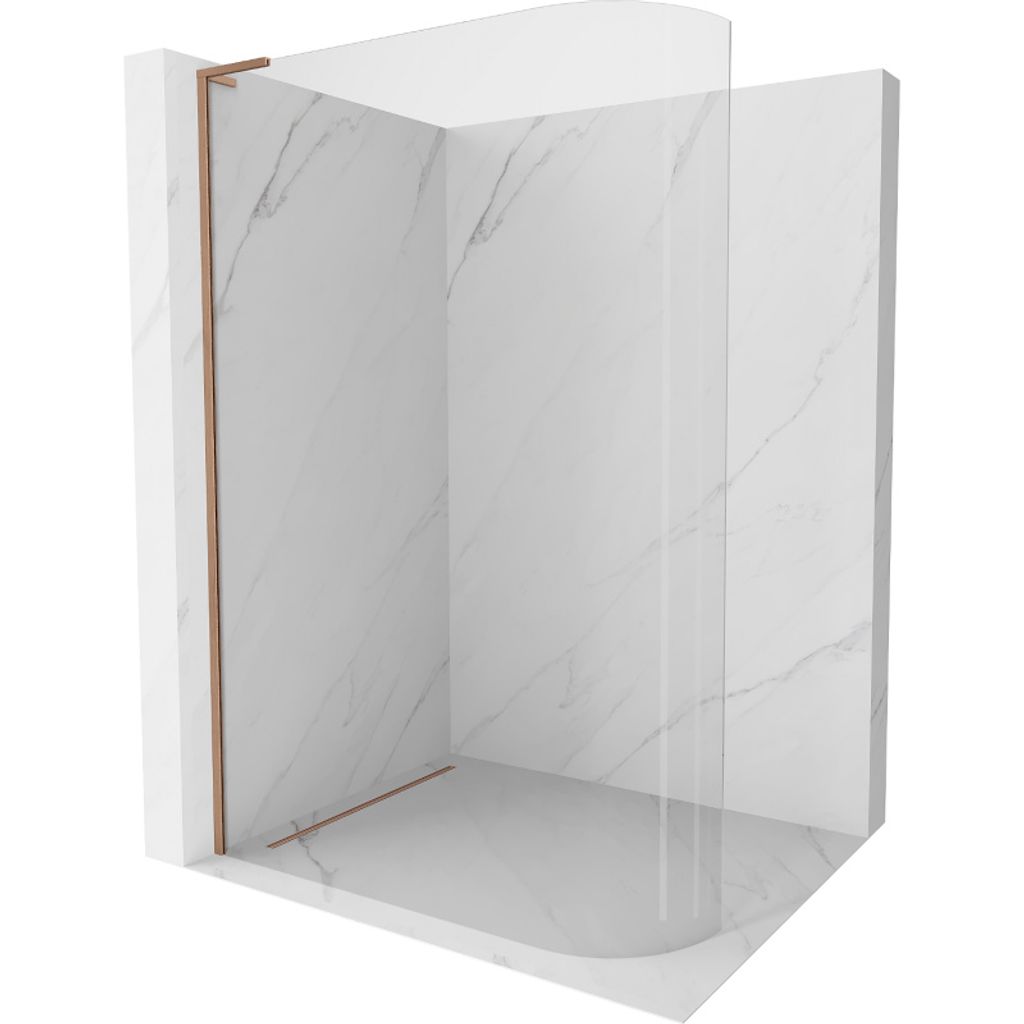 Mexen Kioto L abgerundete Walk-in-Dusche 110 x 200 cm, transparent, gebürstetes Kupfer 800-110-103-65-06