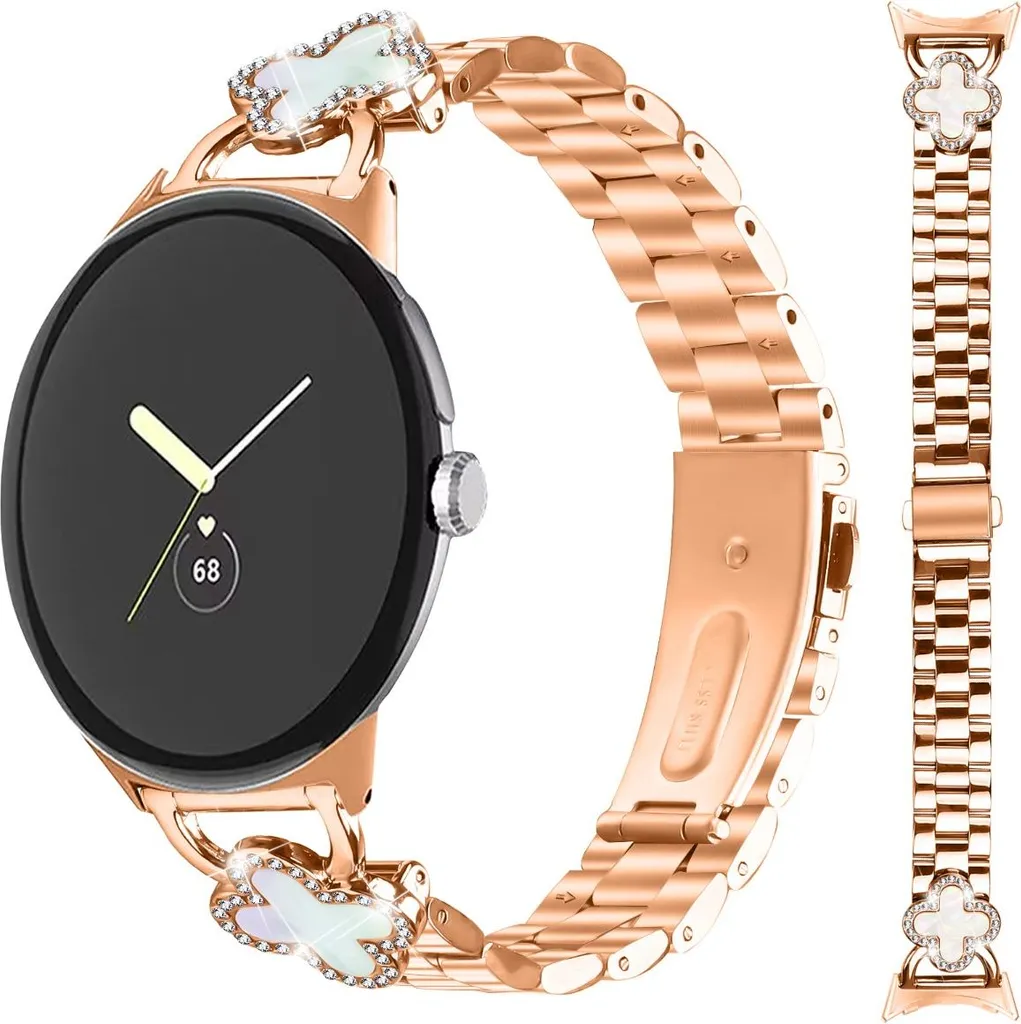 Regalo Donna: Cinturino Oro Rosa Quadrifoglio per Google Pixel Watch