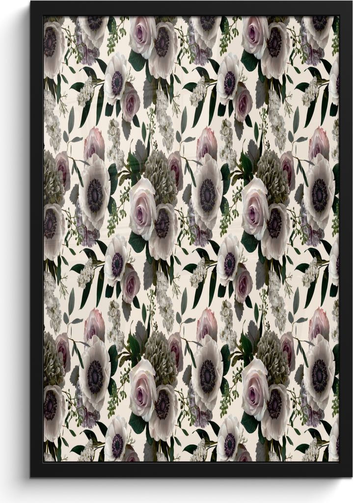 MuchoWow MuchoWow Gerahmtes Poster Blumen - Flora - Rosa 40x60 cm - Poster mit zchwarzem Bilderrahmen - Papierdruck - Wandbilder