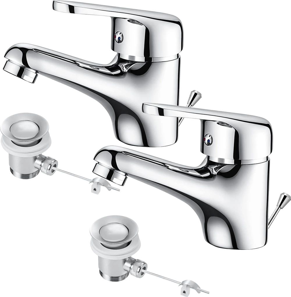 2PCS Auralum Wasserhahn Bad mit Zugstange, Produktbild 