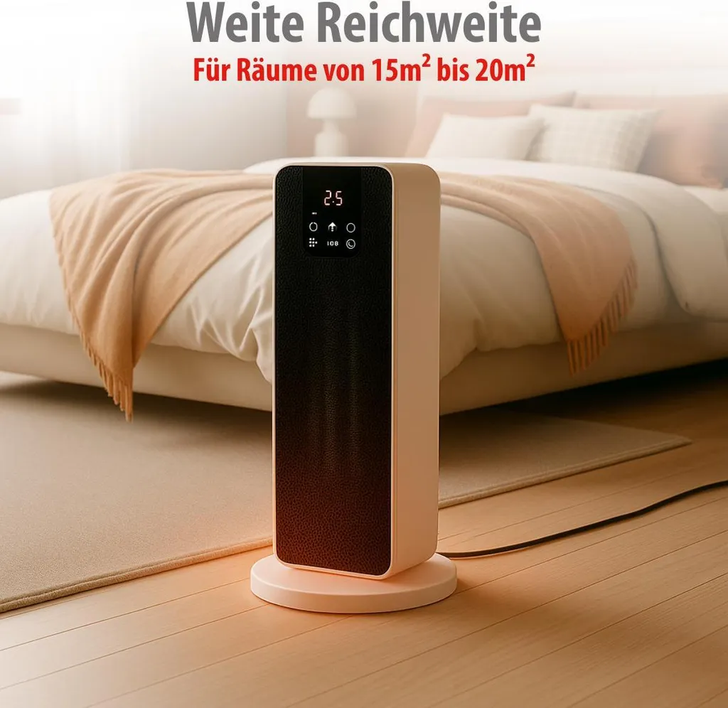 Stufa Elettrica a Torre PTC 2000W | Protezione Surriscaldamento e Timer - 6
