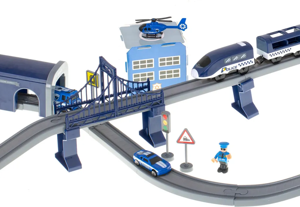 Circuit de train de police électrique de 3 mètres avec 92 accessoires - 7