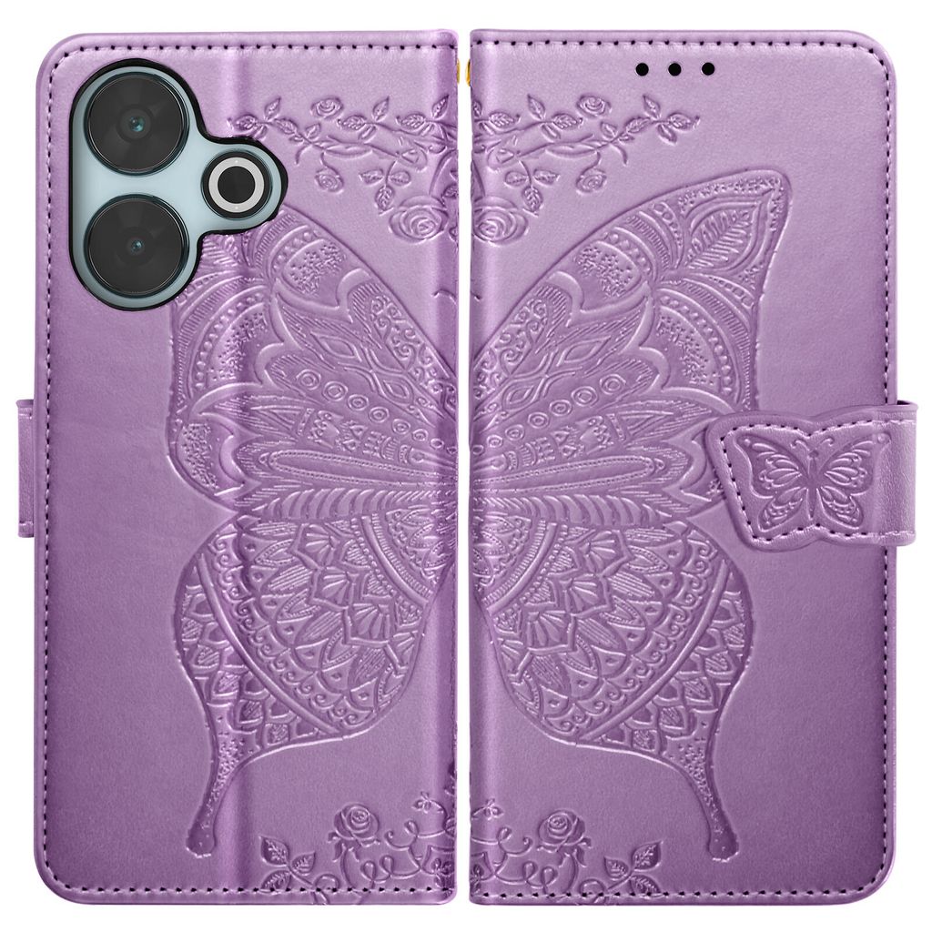 Avizar, Xiaomi Redmi 13 Hülle Blume Schmetterling mit Handschlaufe, Violett
