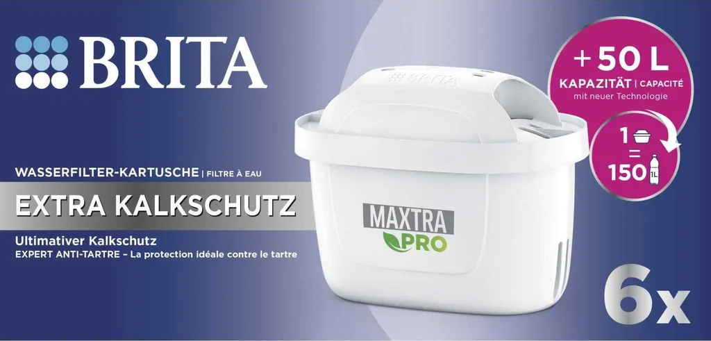 Brita MAXTRA PRO Extra Kalkschutz 6 Pack - Acqua Sicura e Buona per Bimbi - 8