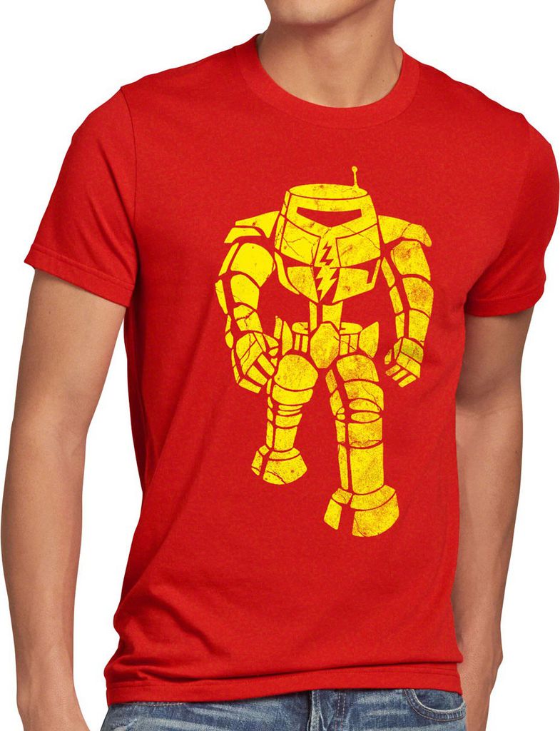 style3 Sheldon Walking Robot Herren T-Shirt, Größe:5XL, Farbe:Rot